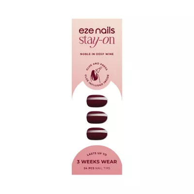 EZE NAILS Noble in Deep Wine Stay On Manicure (Kuku Palsu Tempel)