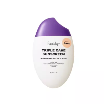 FACETOLOGY Triple Care Sunscreen Tinted Shade Bare SPF 50 40ML